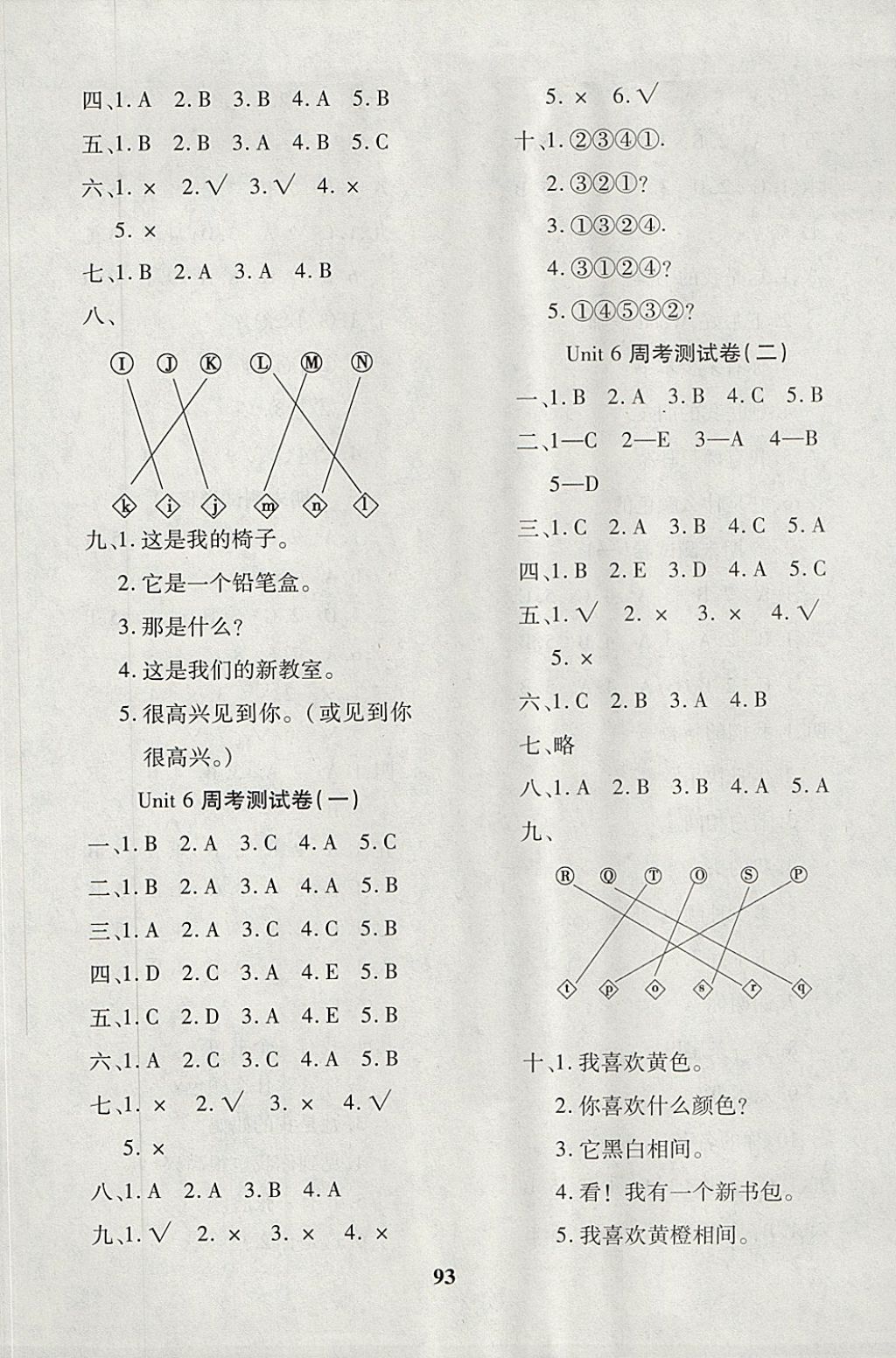 2017年教育世家状元卷三年级英语上册鲁科版五四制 参考答案第5页