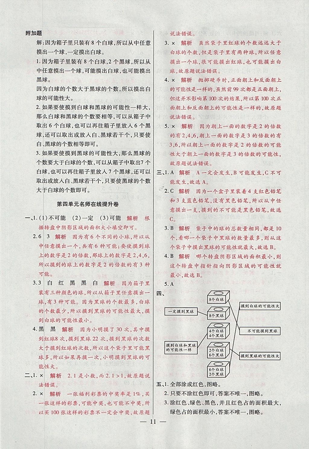 2017年大語考卷五年級數(shù)學(xué)上冊人教版 參考答案第11頁