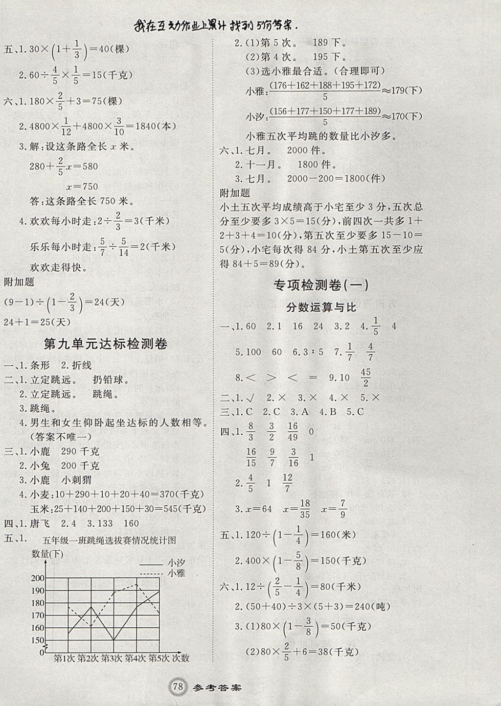 2017年優(yōu)加密卷五年級(jí)數(shù)學(xué)上冊(cè)Q版 參考答案第6頁(yè)