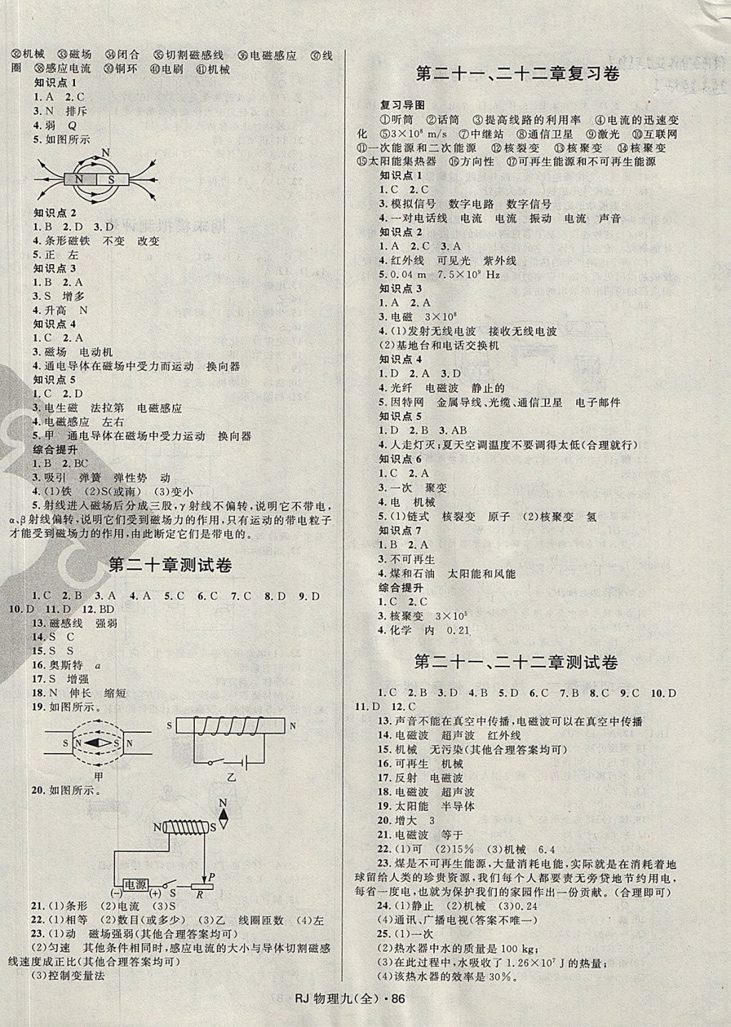 2017年奪冠百分百初中優(yōu)化測試卷九年級物理全一冊人教版 參考答案第6頁