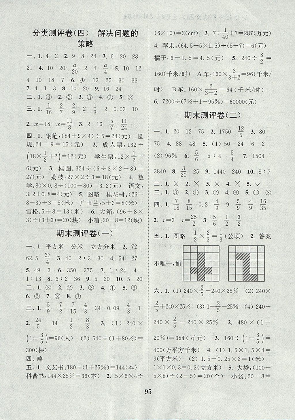 2017年通城学典小学全程测评卷六年级数学上册苏教版江苏专用 参考答案第7页