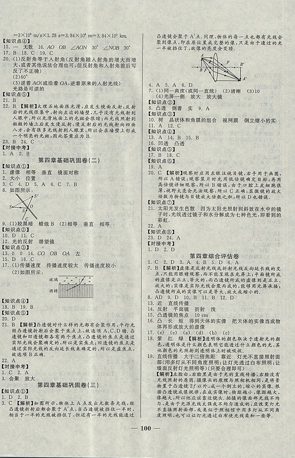 2017年單元優(yōu)化全能練考卷八年級物理上冊教科版 參考答案第4頁