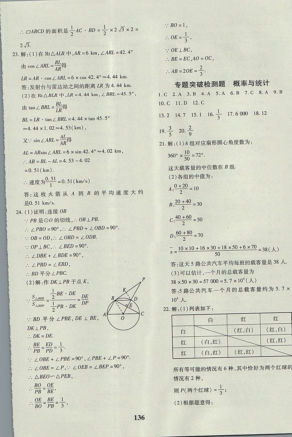 2017年黄冈360度定制密卷九年级数学全一册沪科版 参考答案第24页