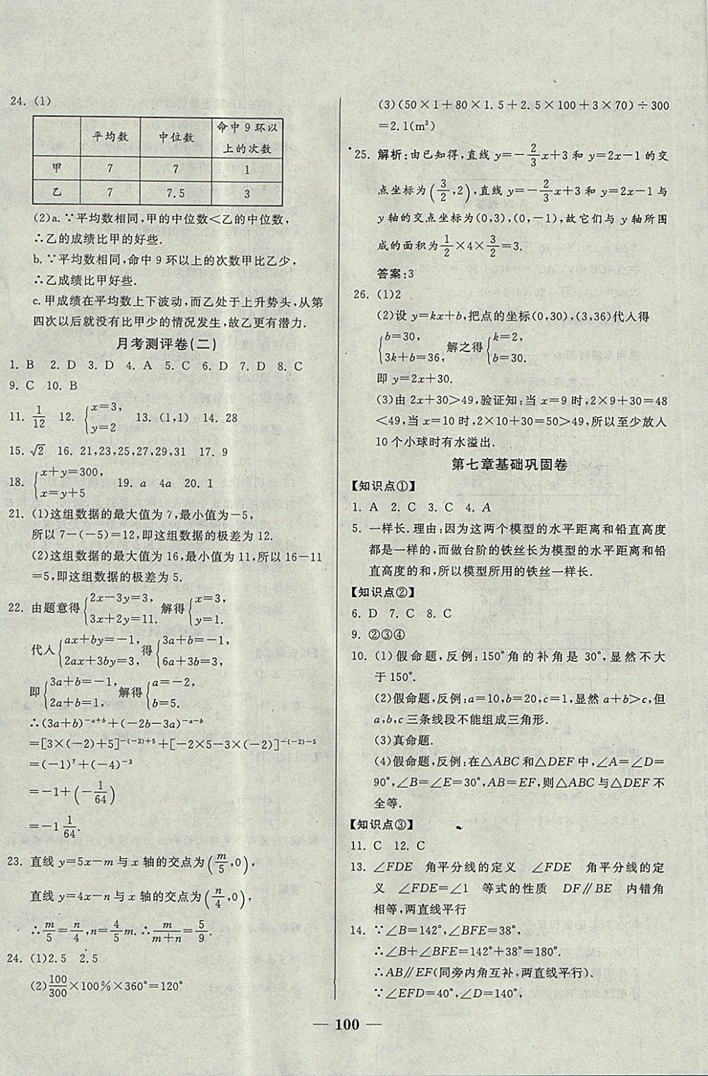 2017年單元優(yōu)化全能練考卷八年級數(shù)學上冊北師大版 參考答案第8頁