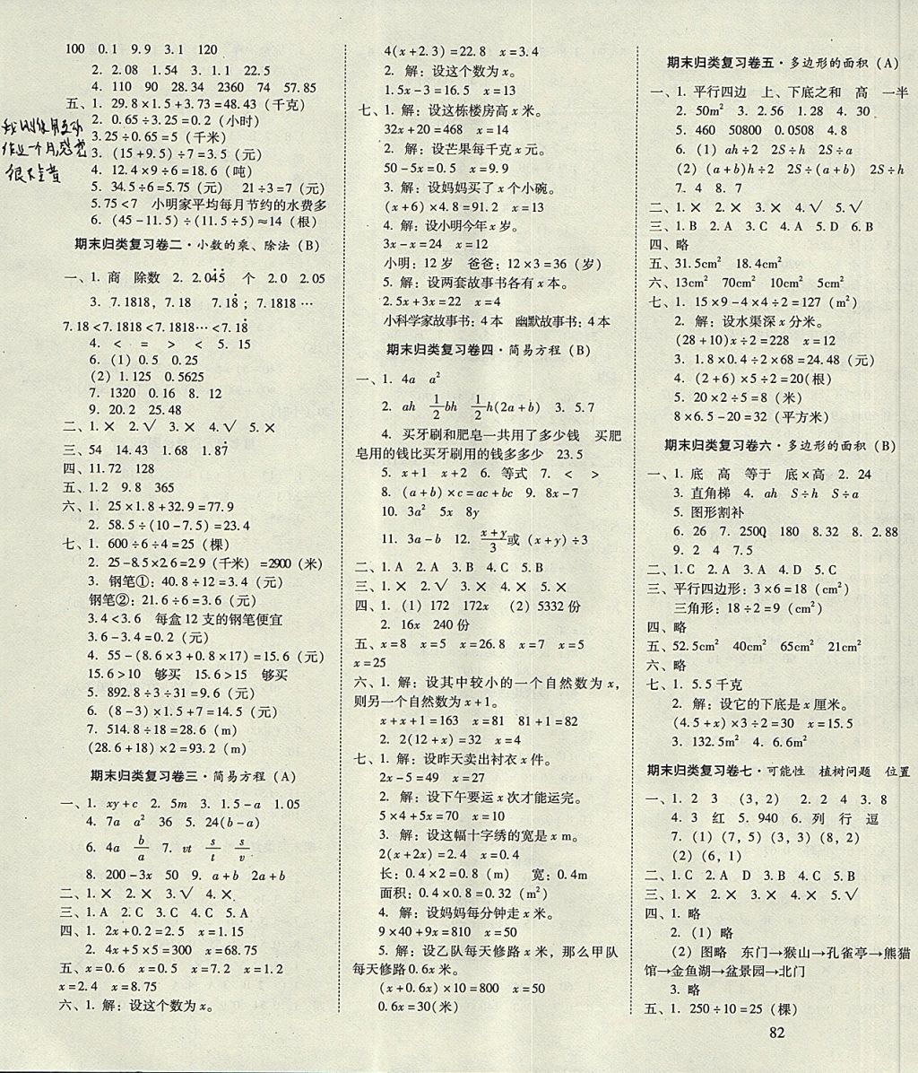 2017年云南師大附小一線(xiàn)名師核心試卷五年級(jí)數(shù)學(xué)上冊(cè)人教版 參考答案第3頁(yè)