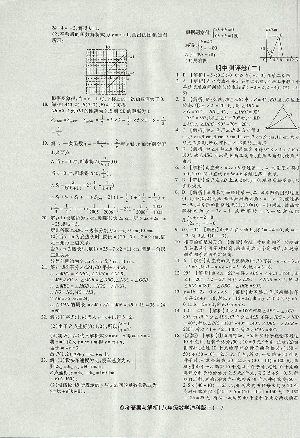 2017年练考通全优卷八年级数学上册沪科版 参考答案第7页