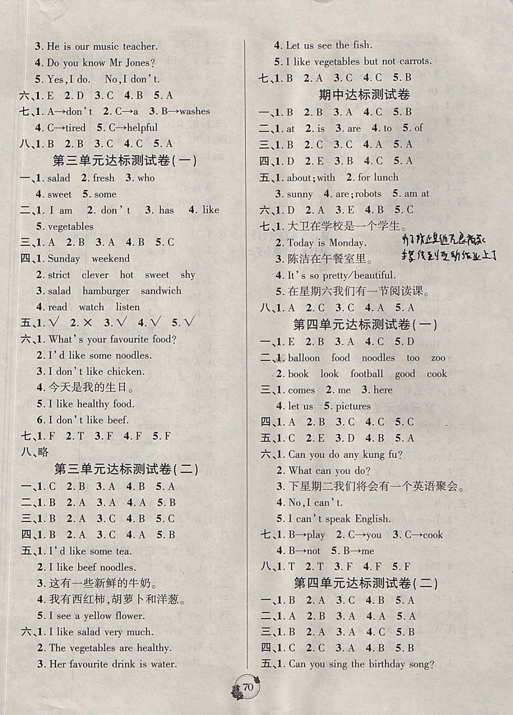 2017年樂(lè)學(xué)名校點(diǎn)金卷五年級(jí)英語(yǔ)上冊(cè)人教PEP版 參考答案第2頁(yè)