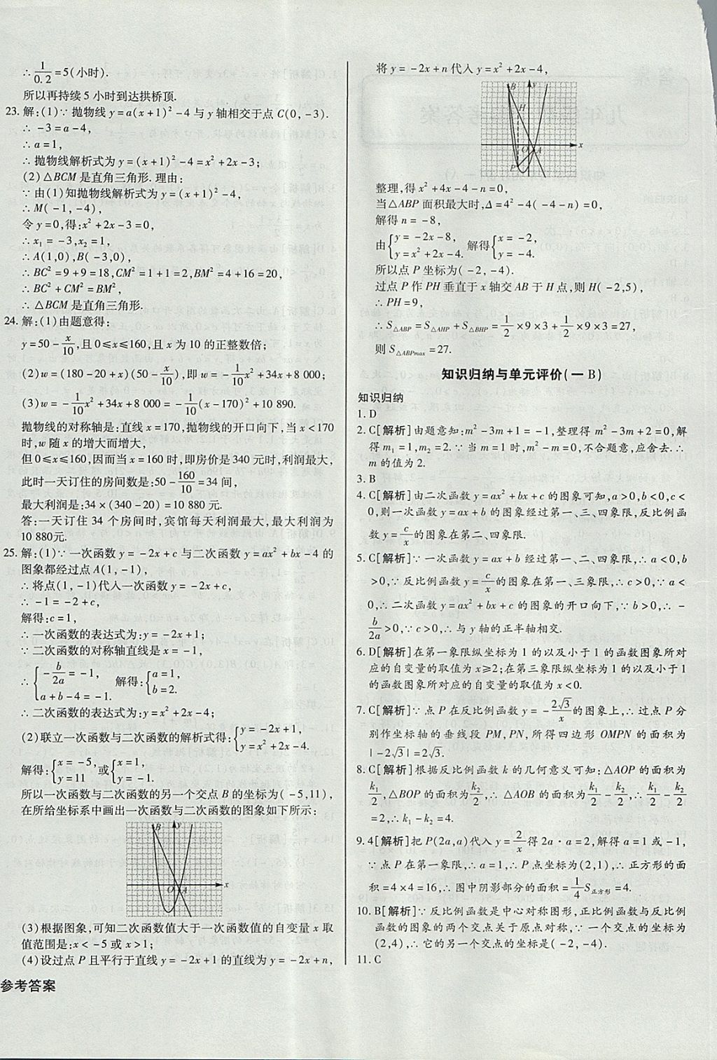 2017年核心金考卷九年級(jí)數(shù)學(xué)上冊(cè)滬科版 參考答案第4頁