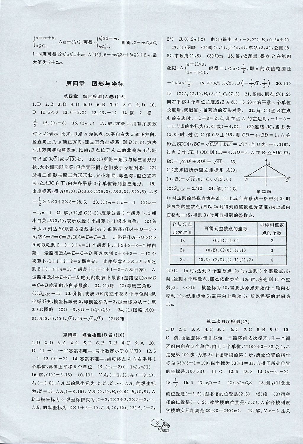 2017年挑战100单元检测试卷八年级数学上册浙教版 参考答案第8页