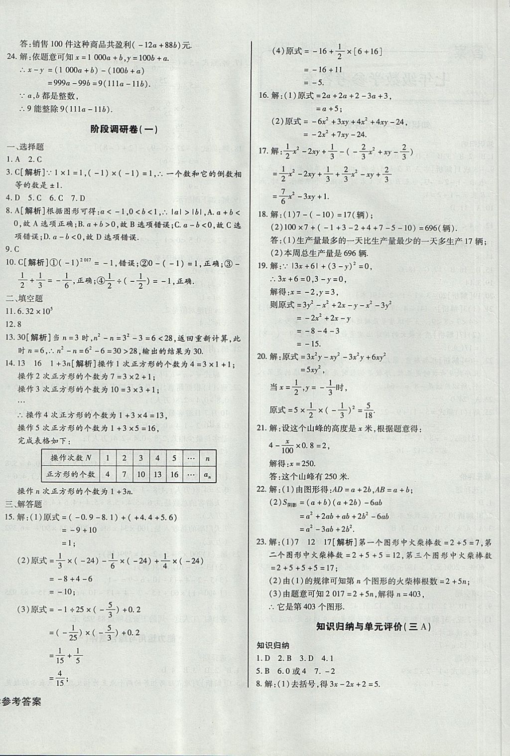 2017年核心金考卷七年級(jí)數(shù)學(xué)上冊(cè)滬科版 參考答案第4頁(yè)