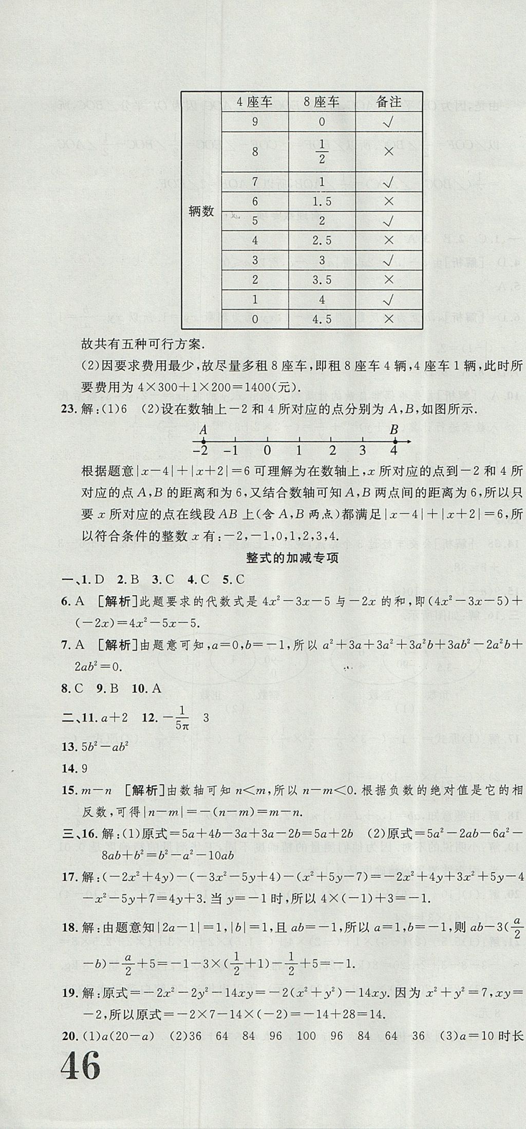 2017年金狀元提優(yōu)好卷七年級數(shù)學(xué)上冊人教版 參考答案第16頁