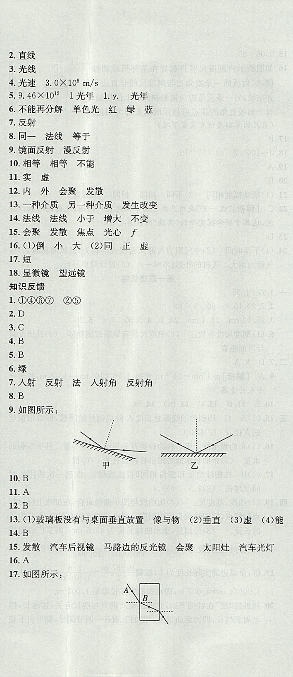 2017年金狀元提優(yōu)好卷八年級(jí)物理上冊(cè)滬粵版 參考答案第5頁(yè)