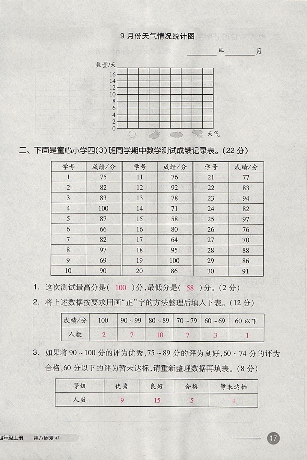 2017年全品小复习四年级数学上册苏教版 参考答案第34页