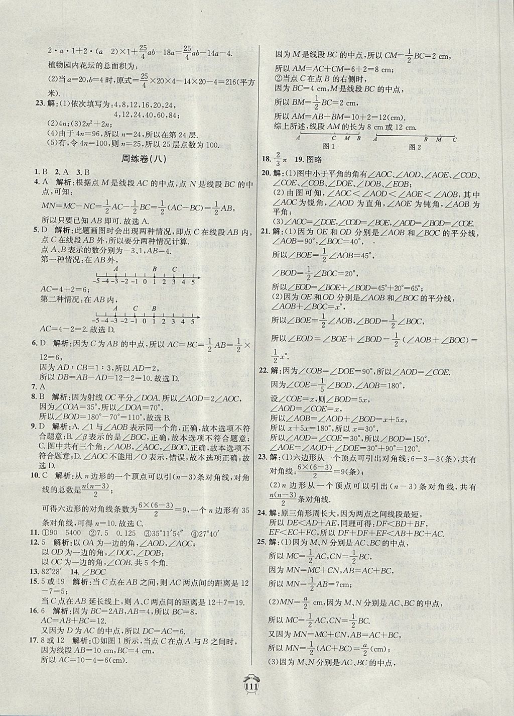 2017年阳光夺冠七年级数学上册北师大版 参考答案第7页