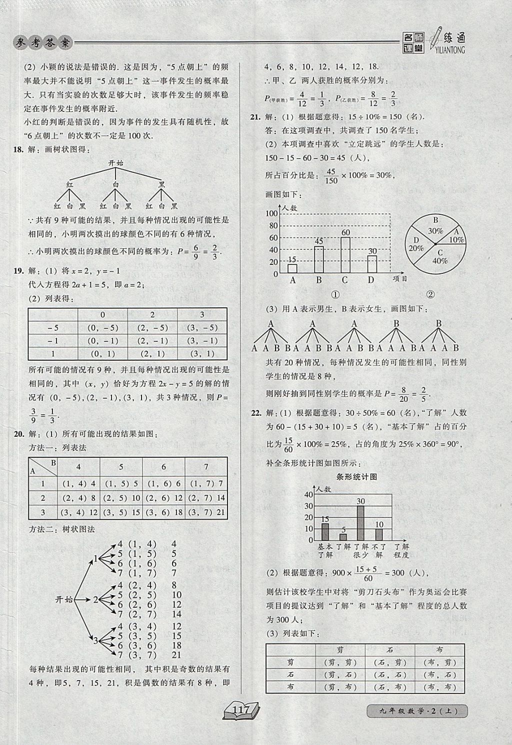 2017年名师课堂一练通九年级数学上册北师大版 参考答案第15页