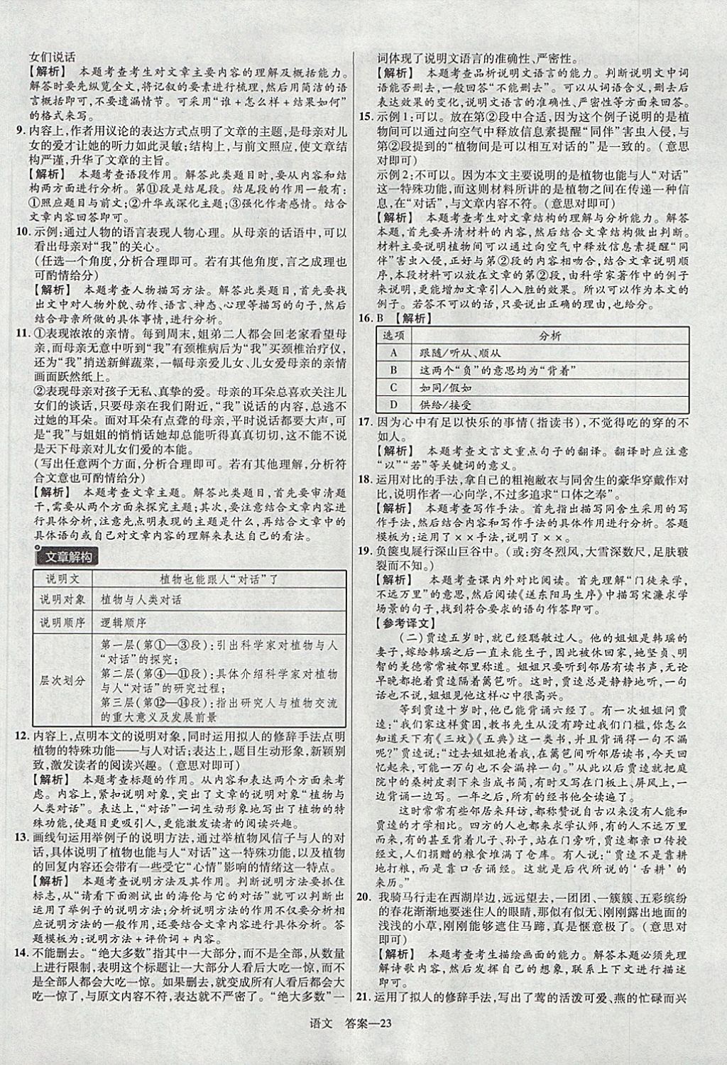 2018年金考卷河南中考45套匯編語文第9年第9版 參考答案第23頁