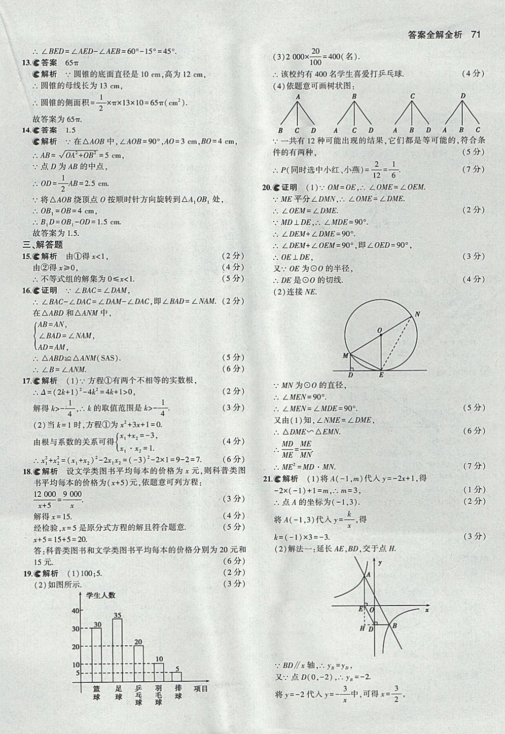 2018年53中考真題卷數(shù)學 參考答案第71頁