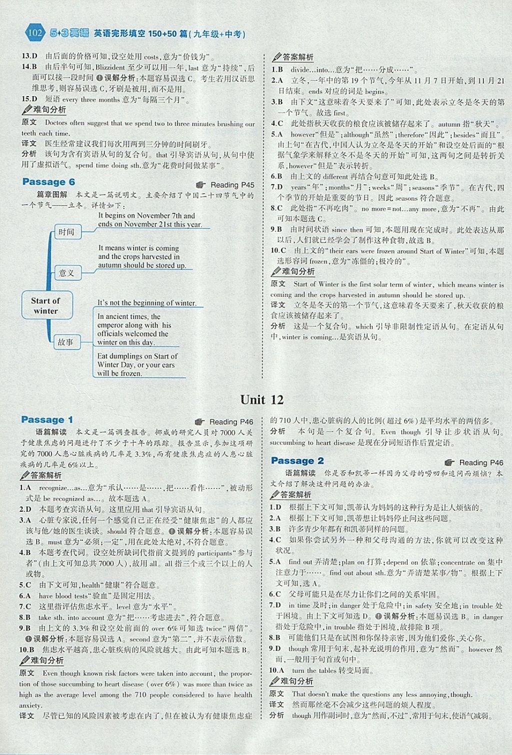 2018年53English九年級(jí)加中考英語(yǔ)完形填空150加50篇 參考答案第24頁(yè)