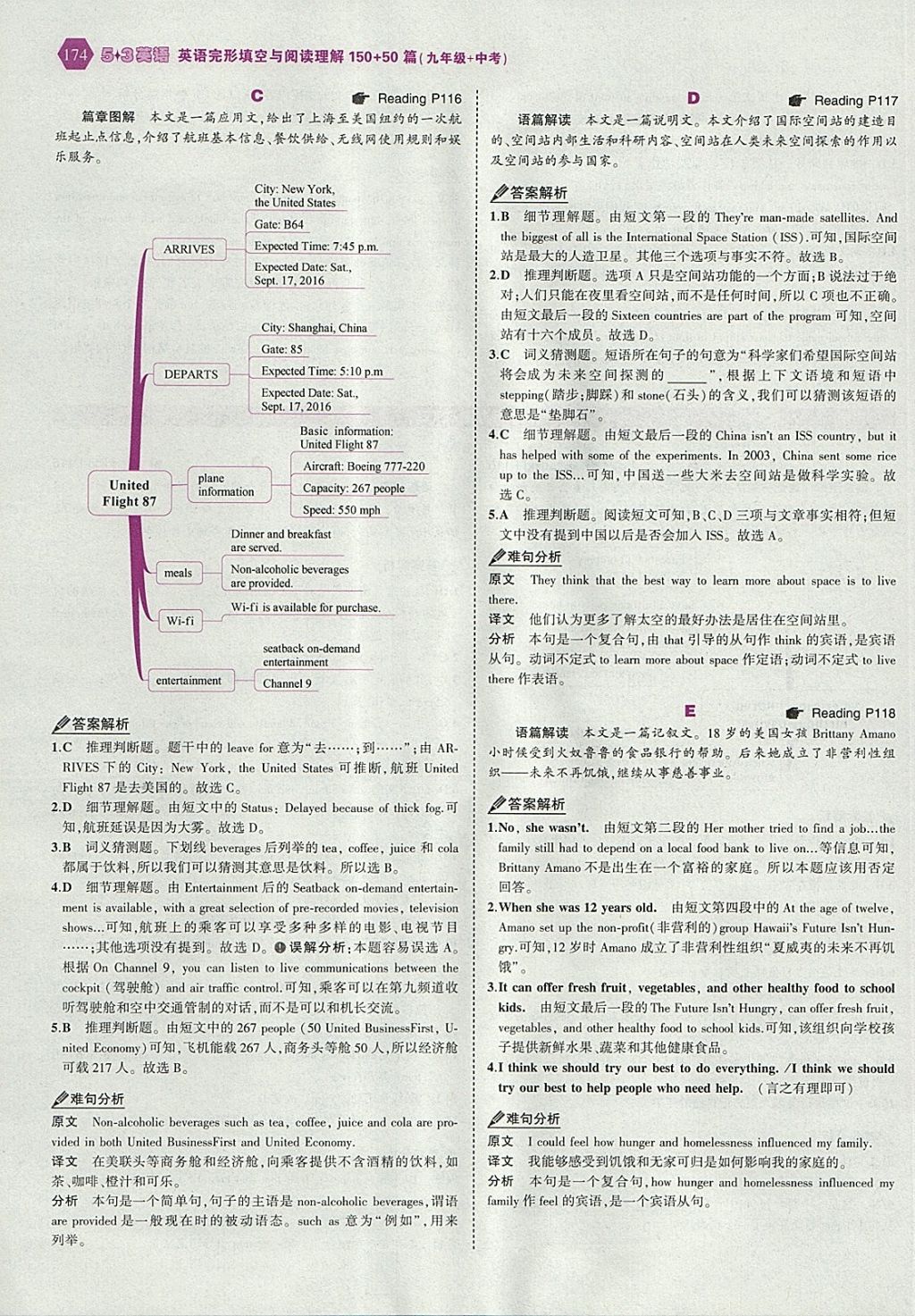 2018年53English九年級(jí)加中考英語完形填空與閱讀理解150加50篇 參考答案第56頁