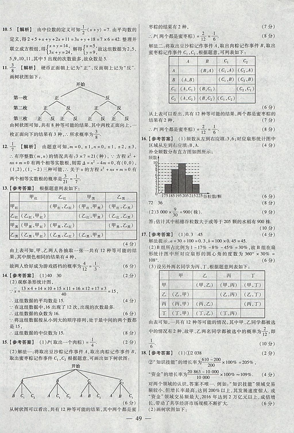 2018年金考卷全國各省市中考真題分類訓(xùn)練數(shù)學(xué)第6年第6版 參考答案第49頁