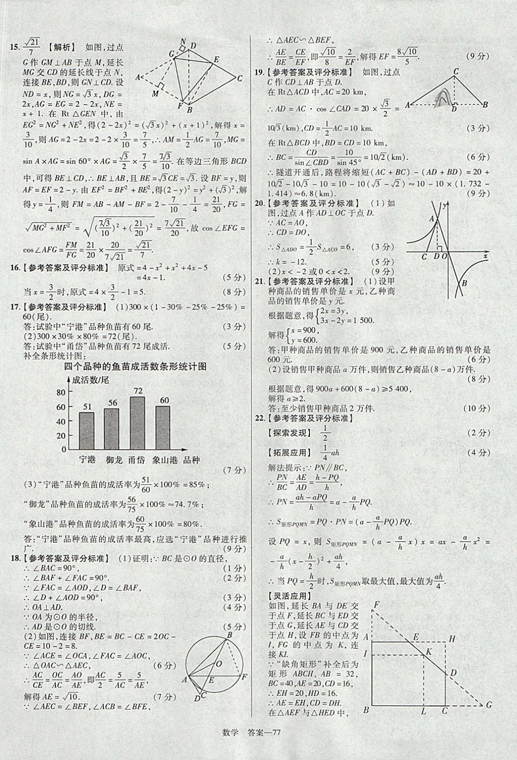 2018年金考卷河南中考45套匯編數(shù)學(xué)第9年第9版 參考答案第77頁(yè)