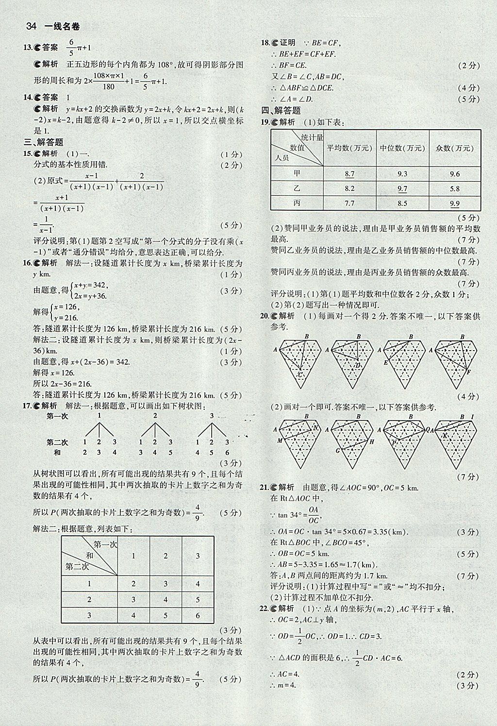 2018年53中考真題卷數(shù)學(xué) 參考答案第34頁