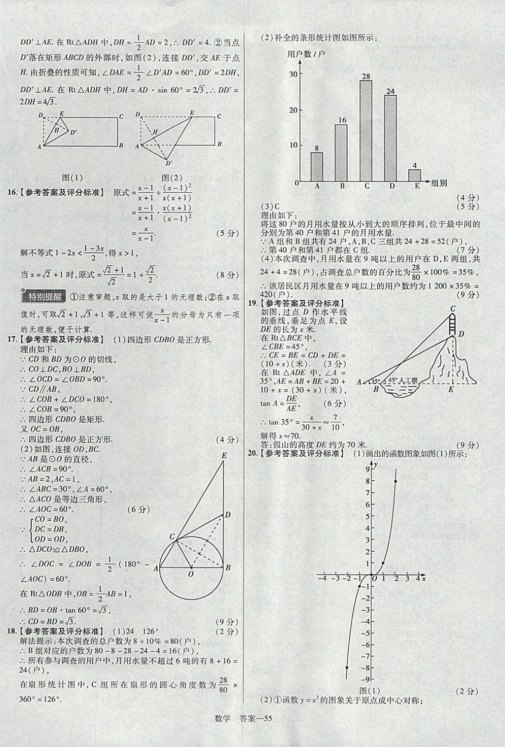 2018年金考卷河南中考45套匯編數(shù)學(xué)第9年第9版 參考答案第55頁