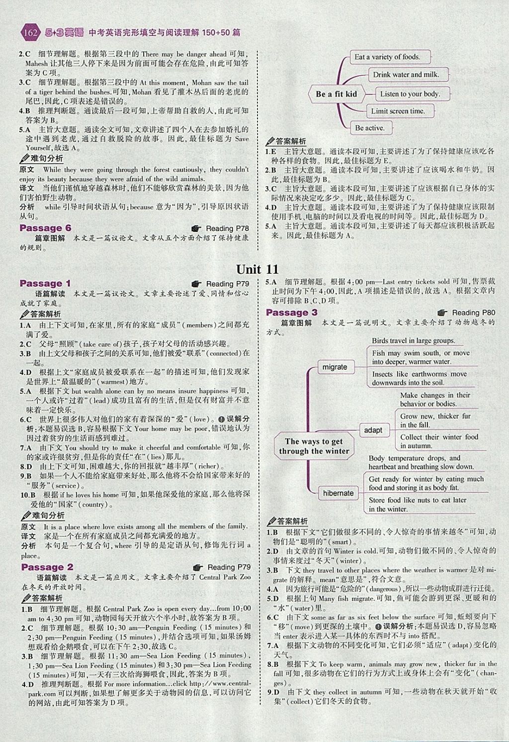 2018年53English中考英語完形填空與閱讀理解150加50篇 參考答案第28頁