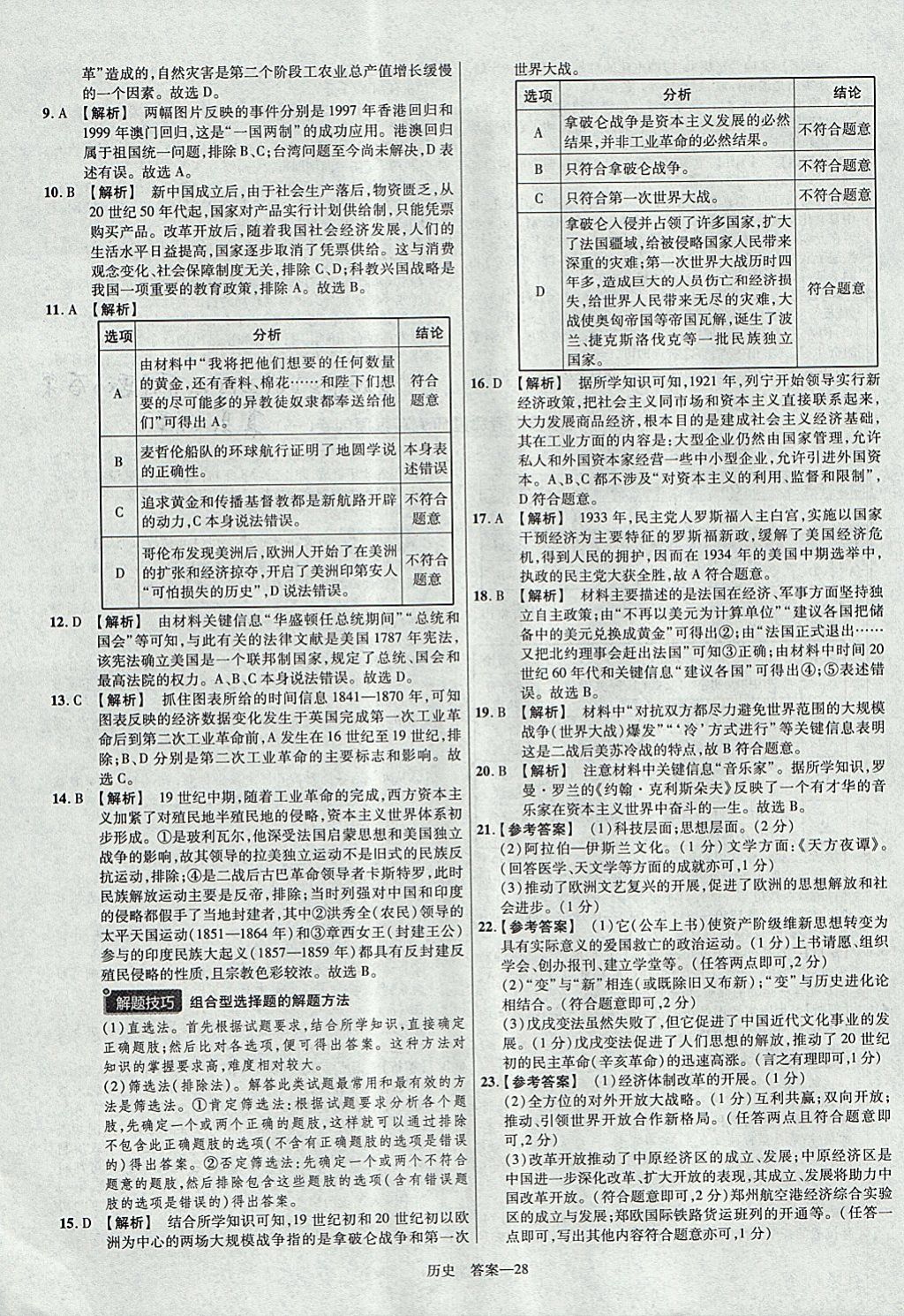 2018年金考卷河南中考45套匯編歷史第9年第9版 參考答案第28頁