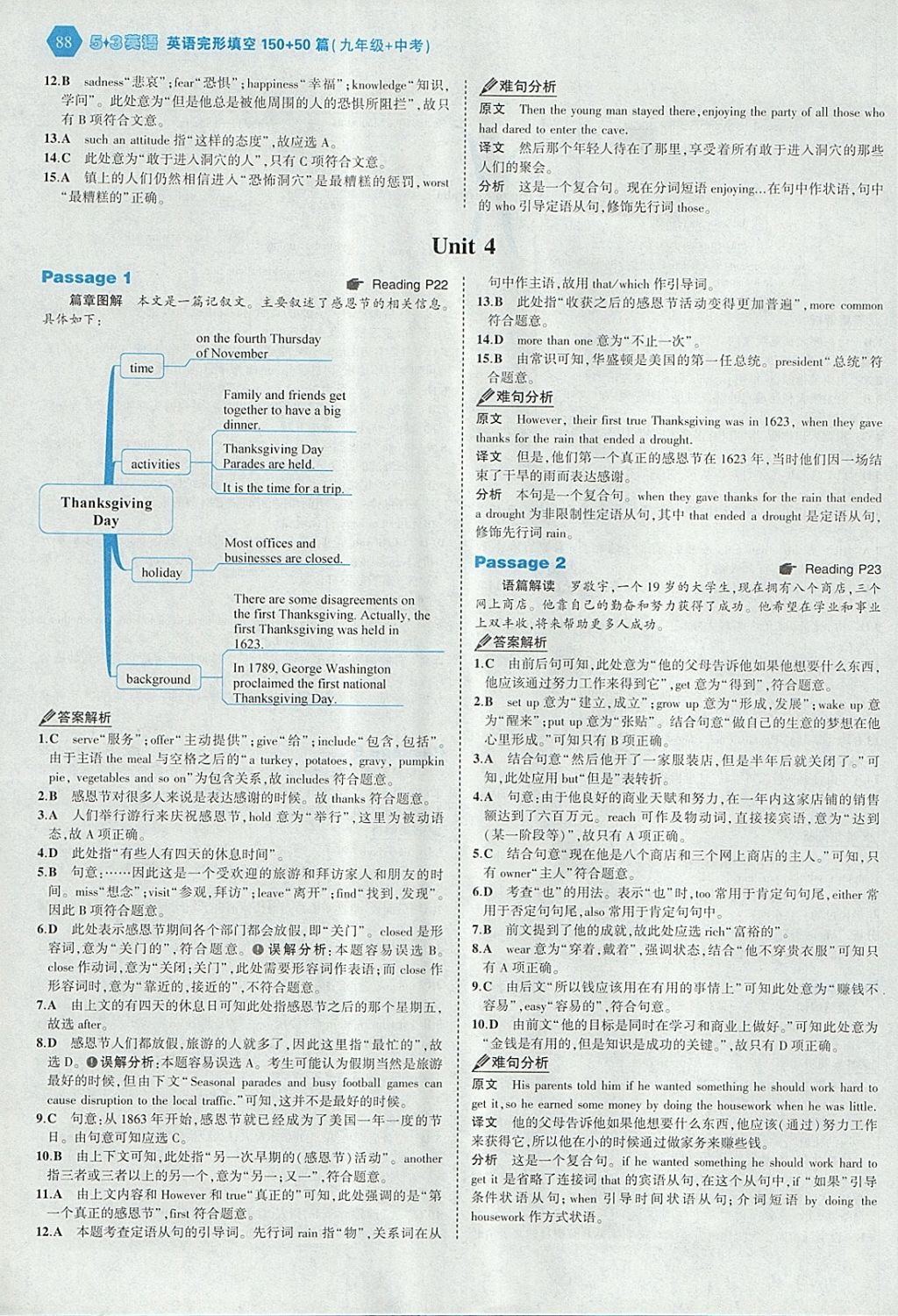 2018年53English九年級(jí)加中考英語(yǔ)完形填空150加50篇 參考答案第10頁(yè)