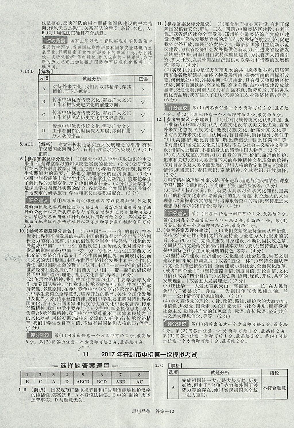 2018年金考卷河南中考45套匯編政治第9年第9版 參考答案第23頁