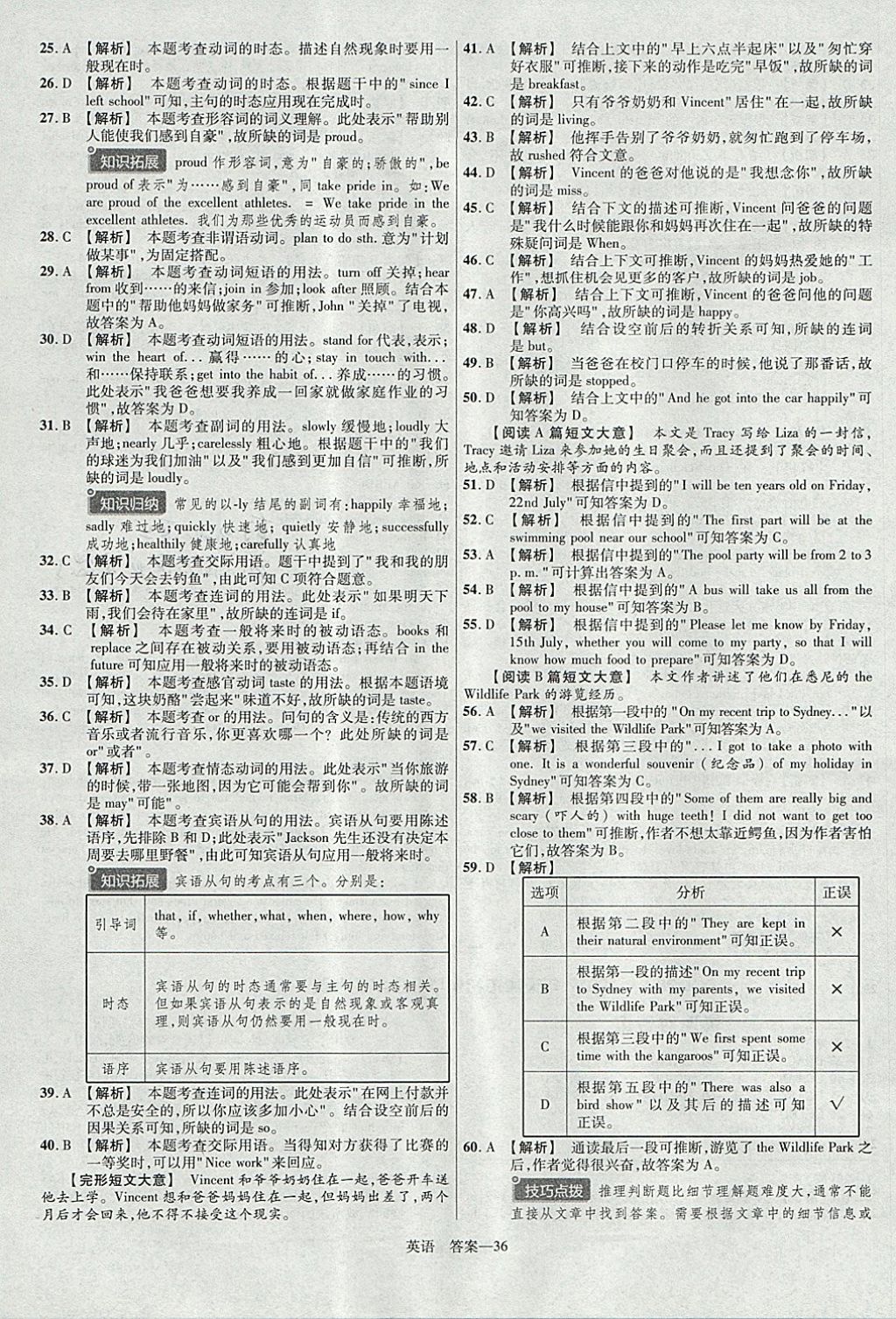 2018年金考卷湖北中考45套匯編英語第13年第13版 參考答案第36頁