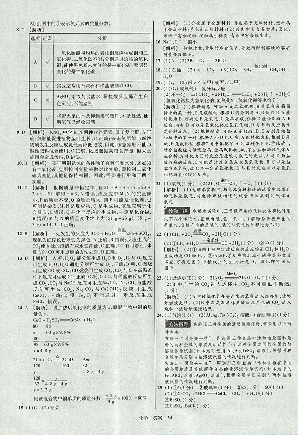 2018年金考卷河南中考45套匯編化學第9年第9版 參考答案第54頁