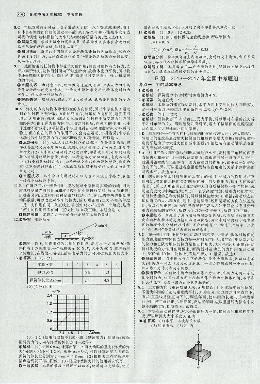 2018年5年中考3年模擬中考物理安徽專用 參考答案第14頁