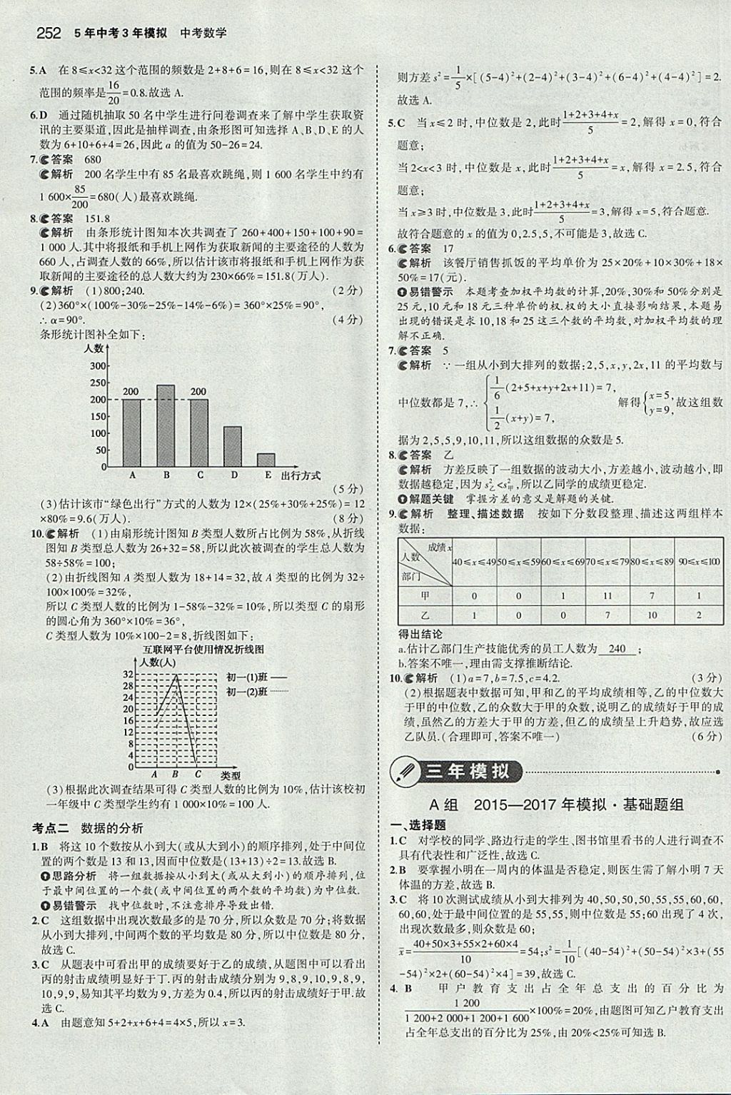 2018年5年中考3年模擬中考數(shù)學河北專用 參考答案第40頁