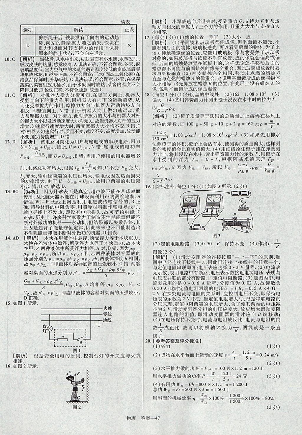 2018年金考卷湖北中考45套匯編物理第13年第13版 參考答案第47頁