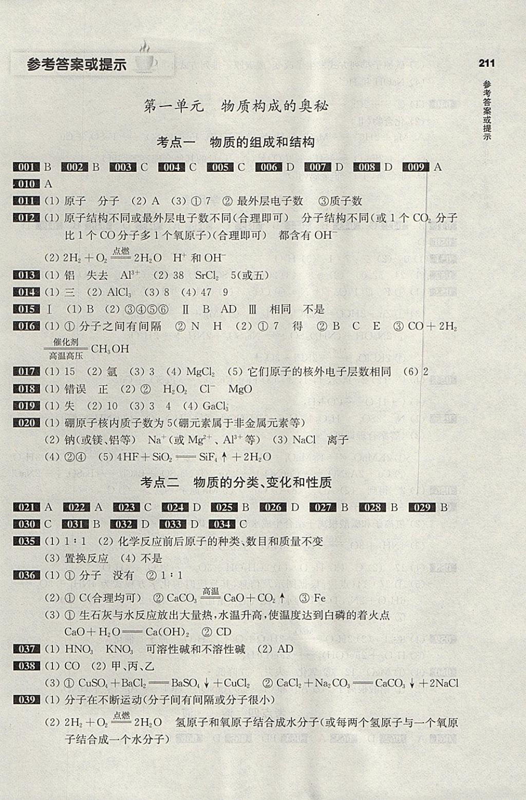 2018年百題大過關中考化學基礎百題 參考答案第1頁