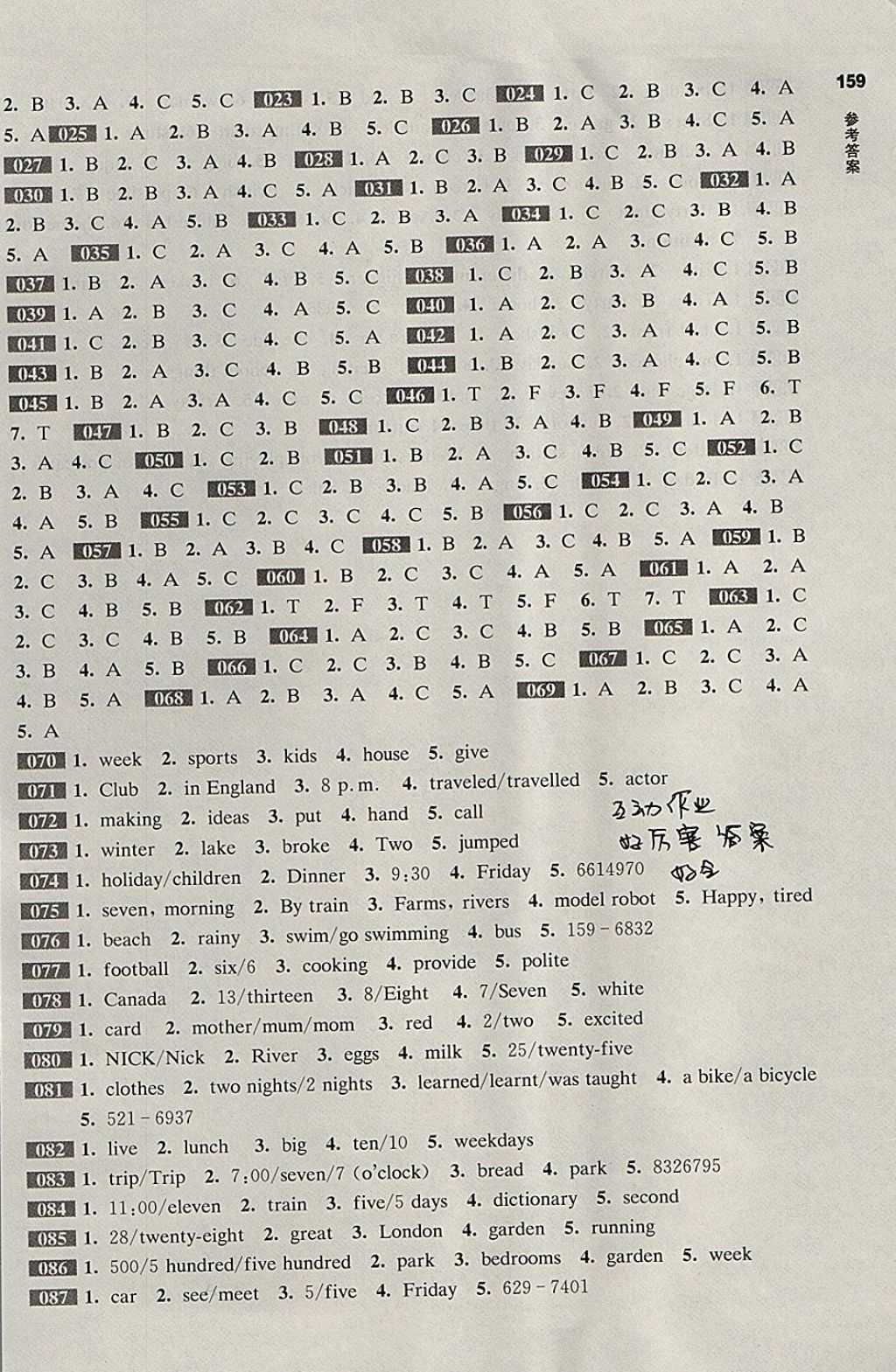 2018年百題大過(guò)關(guān)中考英語(yǔ)聽(tīng)力百題 參考答案第3頁(yè)