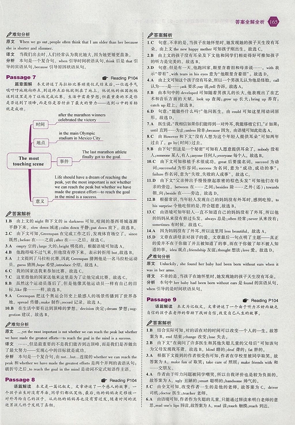 2018年53English九年級(jí)加中考英語(yǔ)完形填空與閱讀理解150加50篇 參考答案第47頁(yè)