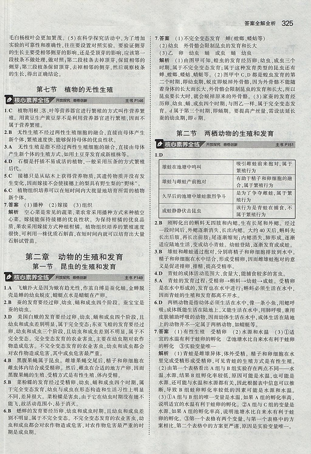 2018年5年中考3年模擬八年級加中考生物濟(jì)南版 參考答案第37頁