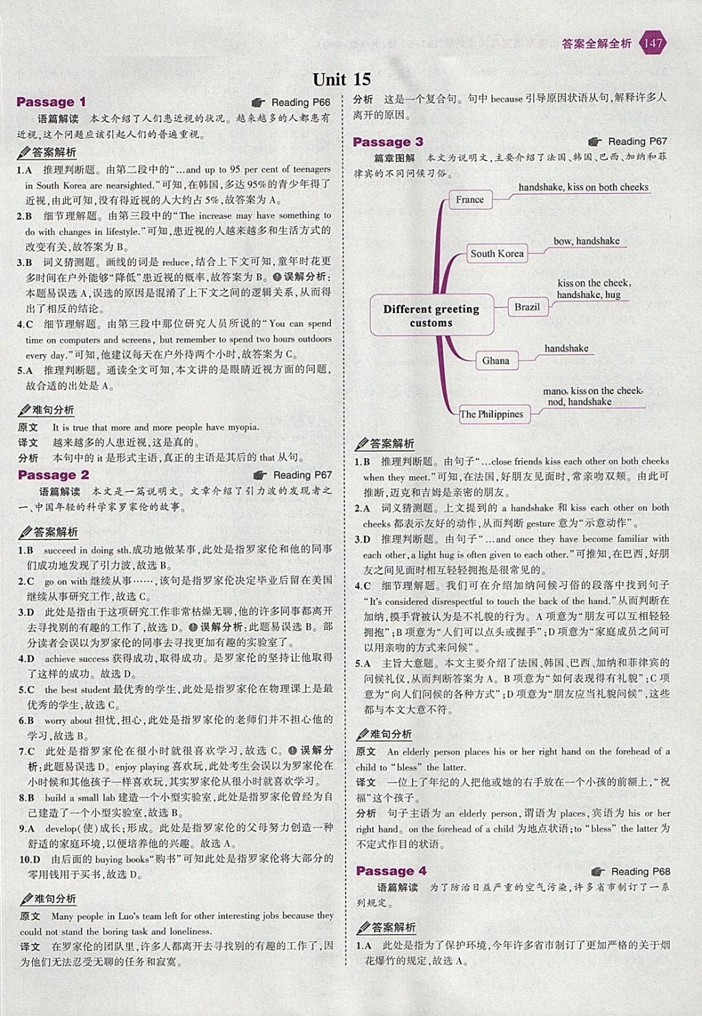 2018年53English九年級(jí)加中考英語(yǔ)完形填空與閱讀理解150加50篇 參考答案第29頁(yè)