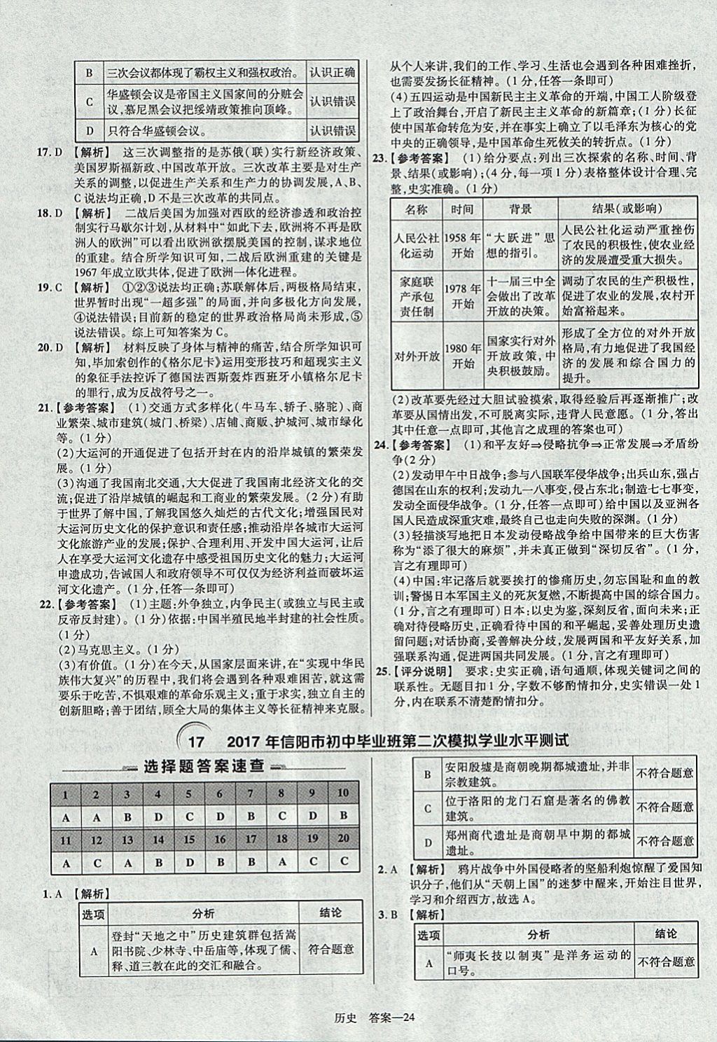 2018年金考卷河南中考45套匯編歷史第9年第9版 參考答案第24頁(yè)