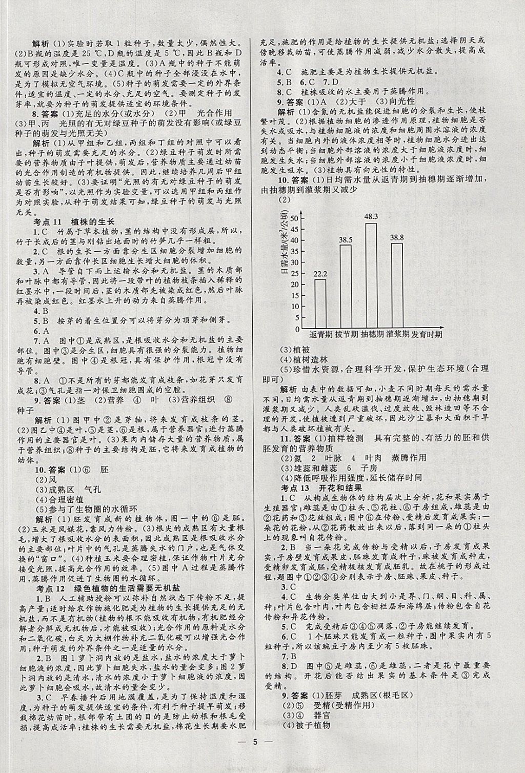 2018年中考高手生物 參考答案第5頁(yè)