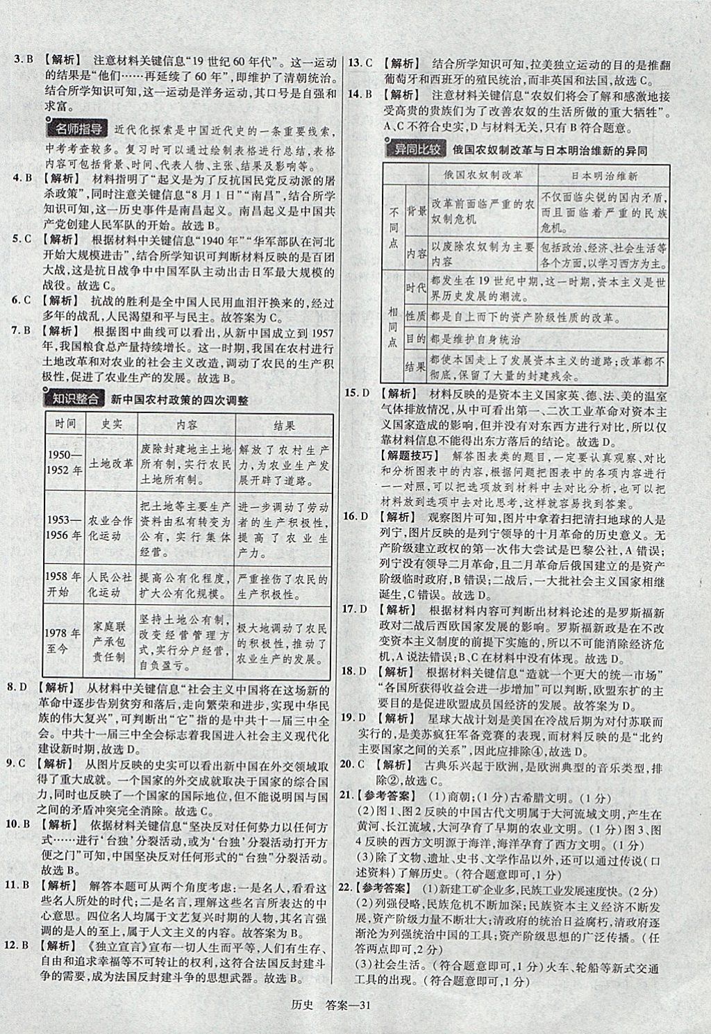 2018年金考卷河南中考45套匯編歷史第9年第9版 參考答案第31頁