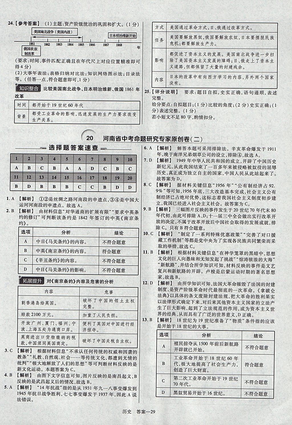 2018年金考卷河南中考45套匯編歷史第9年第9版 參考答案第29頁