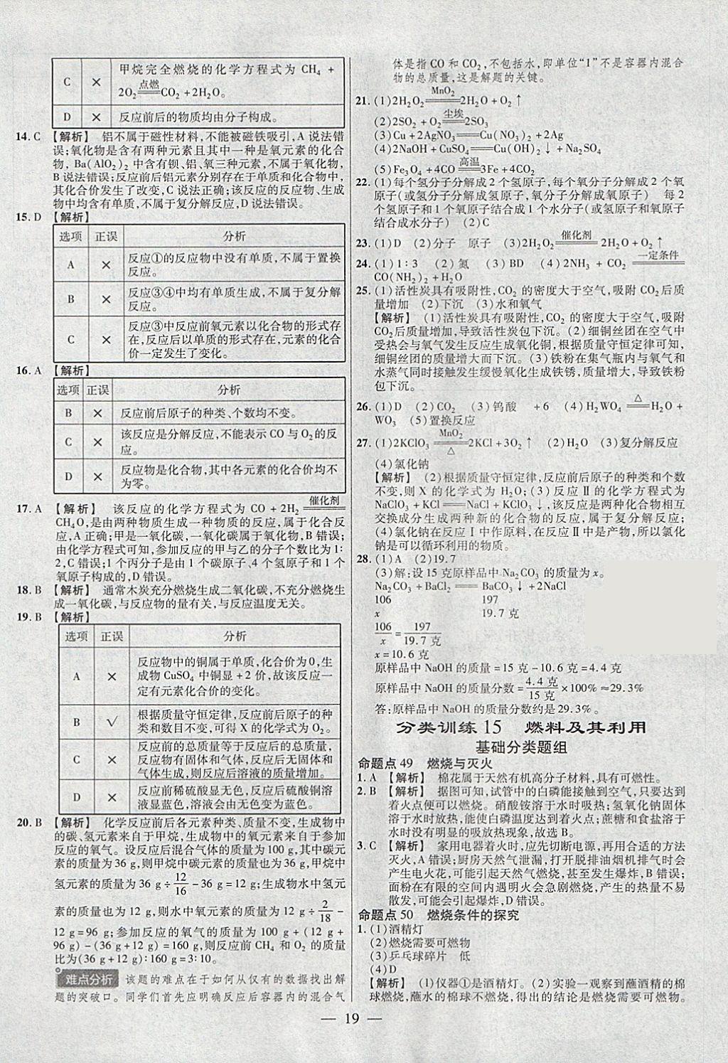 2018年金考卷全國各省市中考真題分類訓練化學第6年第6版 參考答案第19頁