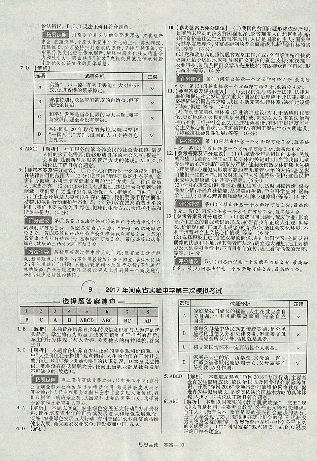 2018年金考卷河南中考45套匯編政治第9年第9版 參考答案第21頁