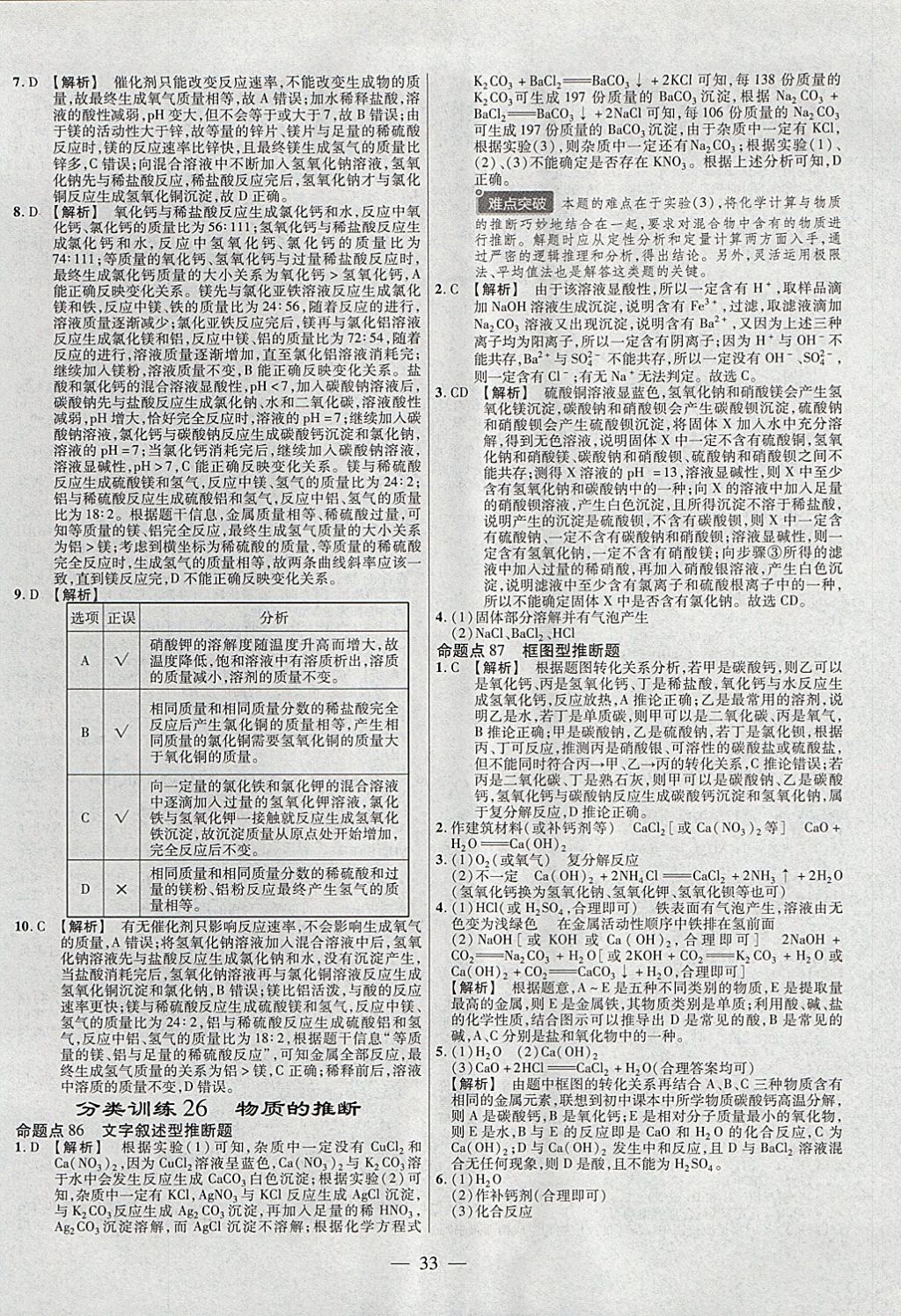 2018年金考卷全国各省市中考真题分类训练化学第6年第6版 参考答案第33页