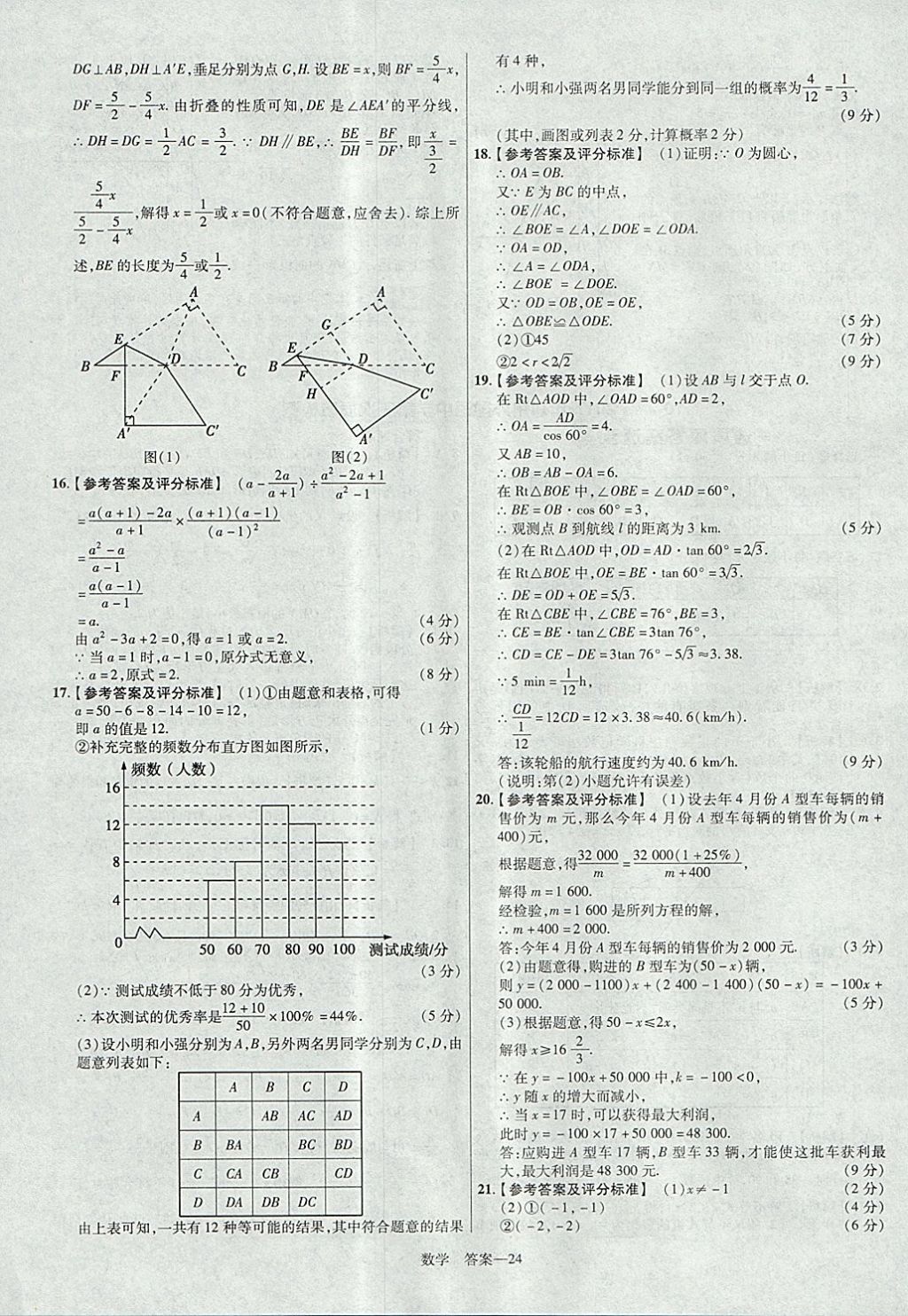 2018年金考卷河南中考45套匯編數(shù)學(xué)第9年第9版 參考答案第24頁