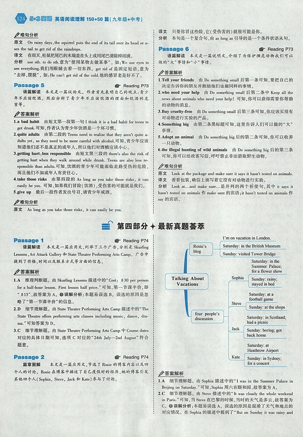 2018年53English九年級加中考英語閱讀理解150加50篇 參考答案第30頁